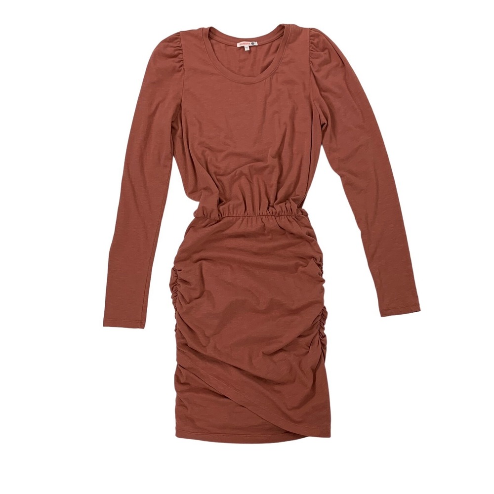 Sundry‎ Dress Small Long Sleeve Ruched Stretch Bodycon Pink Casual